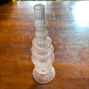 NWOT Anthropologie light pink sculptured tall glass candle holder